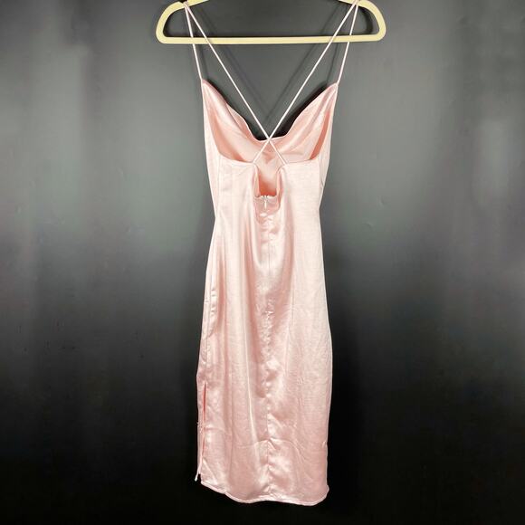 Superdown Billie Drape Midi Dress Satin Pink Slip Criss Cross Back Sz XS‎ - Picture 9 of 14